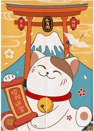 Miniatura 17 de Cortina japonesa Noren para puerta, tapiz Koinobori y cortina de puerta ondulada Ukiyoe para decoración del hogar, 29 x 35 pulgadas