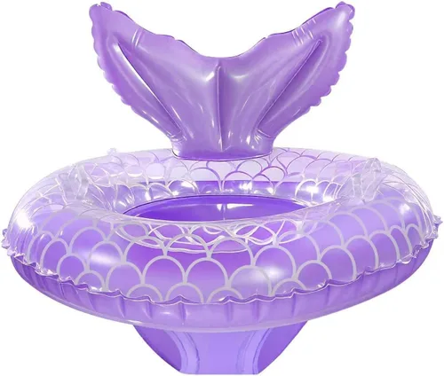 Flotador de piscina para bebé, anillo inflable de sirena con asa de asiento, flotadores de piscina para bebés y niñas pequeños Morado