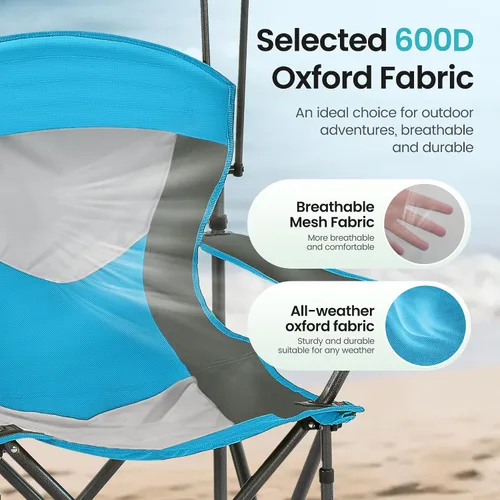 Miniatura 6 de HIGH POINT SPORTS Silla de descanso resistente con toldo para senderismo, silla de viaje, silla plegable para exteriores, campamento, patio, soporta