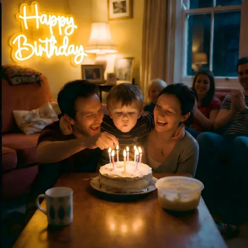 Miniatura 4 de Letrero de neón de feliz cumpleaños, letrero de luz LED de 16 x 11.5 pulgadas con 4 modos de iluminación y 5 niveles de brillo, alimentado por