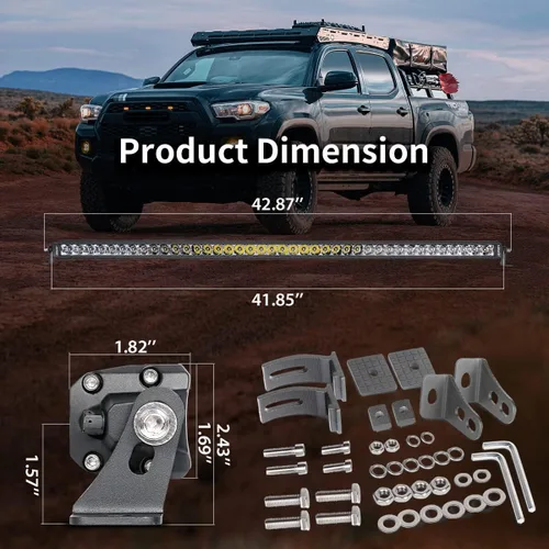 Miniatura 6 de LASFIT Barra de luz LED de 42 pulgadas, impermeable IP67, haz combinado puntual y de inundación, luz de conducción todoterreno para Wrangler, Blanco