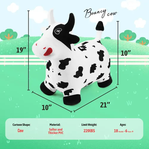 Miniatura 2 de Bouncy Hopper - Juguete inflable de vaca con forma de caballo, juguete inflable para saltar de animales, paseo en gorila en interiores y exteriores