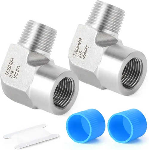 Miniatura 11 de TAISHER 2 piezas de acero inoxidable 304 cuadrado codo Barstock Street de 90 grados, tubo hembra NPT de 1/8 pulgadas a tubo hembra NPT de 1/8