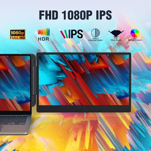 Miniatura 6 de APILDELLA Extensor de monitor dual portátil 1080P de 14 pulgadas para computadoras portátiles, USB C y HDMI, Plug-Play para pantalla dual en Mac