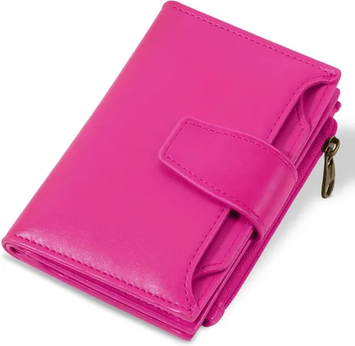Miniatura 21 de Airkit Cartera para mujer, pequeña cartera de cuero para mujer, plegable, compacta, con bloqueo RFID, tarjetero de crédito, mini bolso de viaje