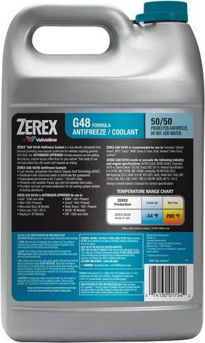 Miniatura 3 de Valvoline Zerex G48 - Anticongelante/refrigerante listo para usar 50/50 sin silicato/fosfato de bajo contenido, 1 GA, caja de 6