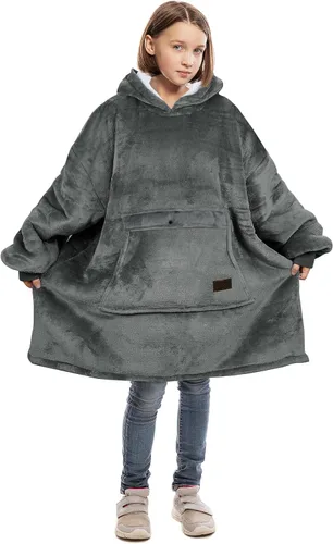 Miniatura 24 de Catalonia Sudadera tipo manta con capucha para niños, sudadera de sherpa extragrande para adolescentes jóvenes, idea de regalo Perro- Niños