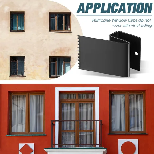 Miniatura 6 de Dunzy Paquete de 40 clips de ventana de huracán para ventanas de 1/2 pulgada de grosor, acero al carbono, clips reutilizables para ventanas de Negro