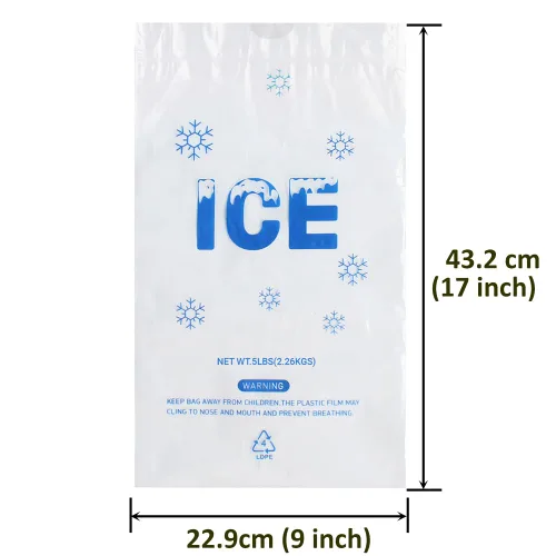 Miniatura 4 de Paquete de 100 bolsas de hielo de plástico con cordón de 5 libras, bolsas de hielo de plástico resistentes de 9 x 17 pulgadas con cuerda de tracción