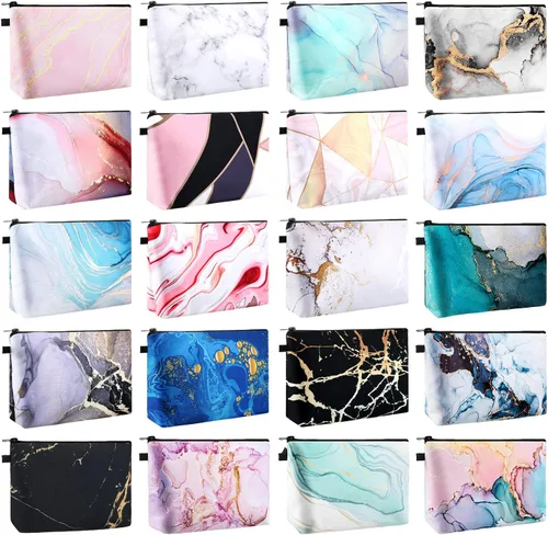 Miniatura 8 de Dunzy 16 bolsas de maquillaje a granel para mujeres, regalos para mamá, bolsas de cosméticos de lona con bolsas con cremallera, organizador