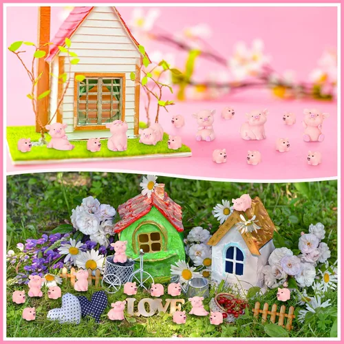Miniatura 6 de Menkxi 162 piezas de animales de cerdo de resina a granel, pequeñas figuras de cerdo, decoración de fiesta, mini juguetes de resina, mini juguetes