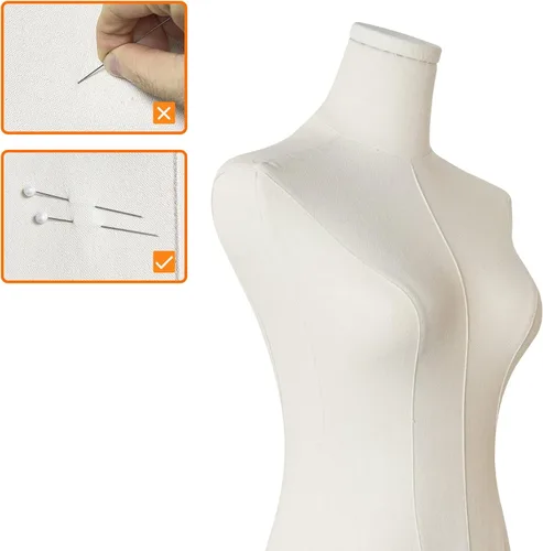 Miniatura 7 de maniquí femenino con forma de torso para mujer, formas de vestido para costura, cuerpo de maniquí de alta estabilidad con soporte de metal dorado