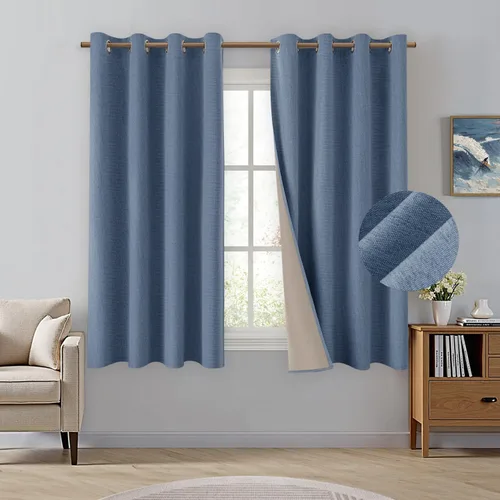 Miniatura 40 de Homeideas Cortinas Rosa Claro 100% Opacas de 84 Pulgadas de Largo, Gruesas Cortinas de Lino Sintético/Mezcla de Lino Texturizadas, Lindas Cortinas