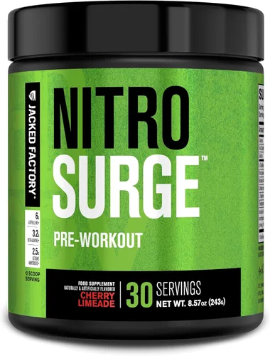 Miniatura 9 de Jacked Factory NITROSURGE Suplemento Pre Entrenamiento - Potenciador de Energía, Ganancias Instantáneas de Fuerza, Enfoque Claro y Bombeos Intensos