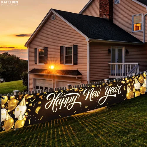 Miniatura 4 de KatchOn, XtraLarge - Cartel dorado de feliz año nuevo 2026-120 x 20 pulgadas, letrero de feliz año nuevo para decoraciones de Año Nuevo 2026