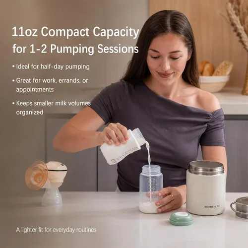 Miniatura 4 de Enfriador de leche materna de acero inoxidable de 11 onzas, anillo de gel refrescante de 360°, almacenamiento en frío de 14 horas, botella de 11
