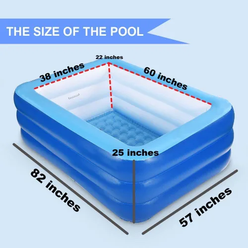 Miniatura 5 de Piscinas inflables para niños y adultos, 82 x 57 x 25 pulgadas con suelo suave inflable, piscina familiar duradera para patio trasero, jardín o 82