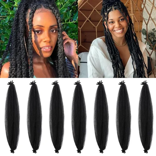 Miniatura 42 de 3 paquetes de cabello trenzado Marley Twist de 8 pulgadas, cabello afro twist elástico preseparado para rastas suaves de imitación, cabello