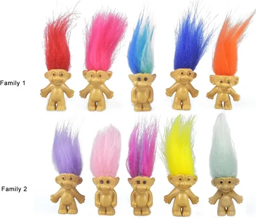 Miniatura 2 de Mini Muñecos Troll, Mini Figuras de Acción de Muñecos Troll Vintage de PVC, Toppers para Pasteles, Cromáticos, Adorables Pequeñitos Lindos