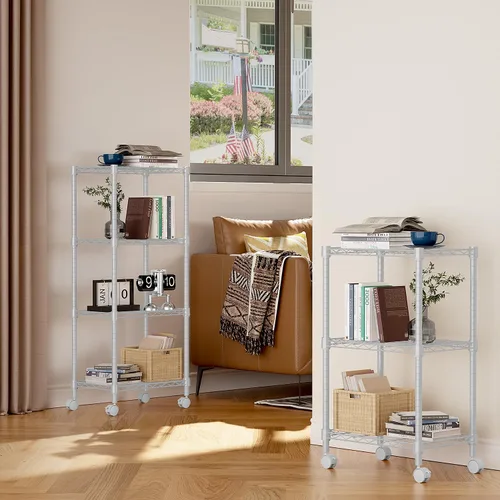 Miniatura 4 de M MZG Estante de alambre de acero resistente ajustable de 1000 libras, con 4 estantes, unidad de almacenamiento ajustable con rueda para cocina