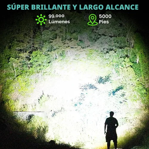 Miniatura 2 de Foco Recargable, 99,000 Lúmenes Foco LED Súper Brillante, 10000 mAh Focos de Largo Tiempo de Funcionamiento Impermeables, Foco de Mano para Verde