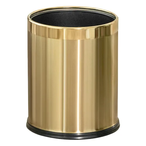 Miniatura 10 de 14L/3.7GAL Papelera negra y dorada, papelera de oficina con tapa abierta, papelera de metal, papelera dorada sin tapa para oficina, hotel, tienda