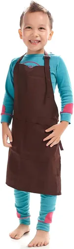 Miniatura 15 de Niños Art Smock Niños Pintura Babero Delantal Kit Artesanía 2 Bolsillos Espaciosos Rojo