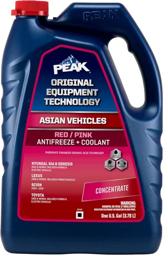 PEAK OET - Concentrado anticongelante/refrigerante de vida extendida rojo/rosa para vehículos asiáticos, 1 galón.