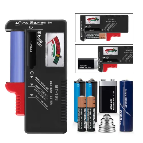 Miniatura 3 de 2 piezas de comprobador de batería, comprobador de batería universal para pilas AA, AAA, C, D, 9 V, 1.5 V, celdas de botón, baterías domésticas, 2