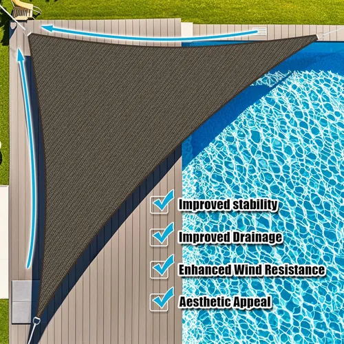 Miniatura 5 de Amagenix Toldo parasol de 10 x 10 x 14 pies, borde curvo, para exteriores, color moca, transpirable, 95% bloqueo UV, para patio, jardín, patio