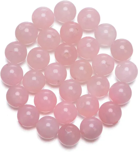 Miniatura 13 de AD Beads Cuentas redondas sueltas de piedras preciosas naturales de 0.394 in, agujero grande, tamaño de 0.079 in, 30 unidades (perla blanca)