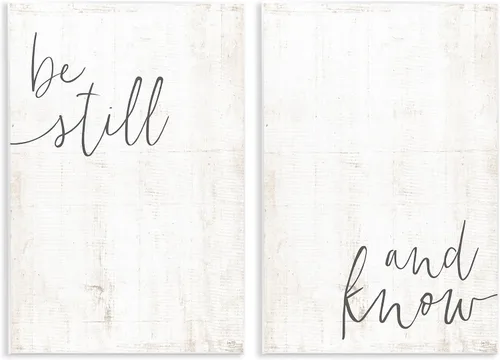 Stupell Industries Frase inspiradora de caligrafía Be Still And Know, diseño de LUX + Me Designs