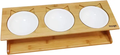 Miniatura 12 de Cuencos para gatos con soporte de madera elevado, cuencos elevados para mascotas con soporte oblicuo para gatos, perros, gatitos y cachorros