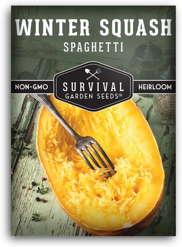 Survival Garden Seeds - Semillas de calabaza espagueti para plantar - Paquete con instrucciones para plantar y cultivar calabazas de invierno