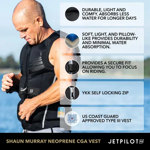 Miniatura 5 de Jet Pilot Shaun Murray Chaleco de neopreno aprobado por la CGA PFD (negro, XXL)