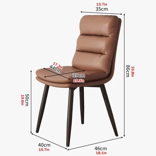 Miniatura 2 de Upholstered Dining Chairs Set of 4, Leather Kitchen Chair with Metal Legs, Dining Room Kitchen Chair with Back for Brown