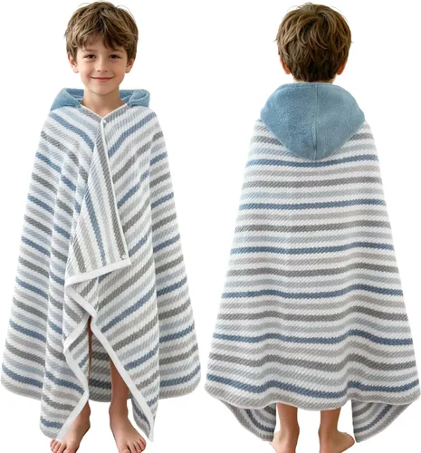 Miniatura 27 de VOOVA & MOVAS Poncho de Toalla de Baño Gruesa con Capucha para Niños (4-8 Años) - Bata de Toalla de Natación de Algodón Turco Suave y Absorbente