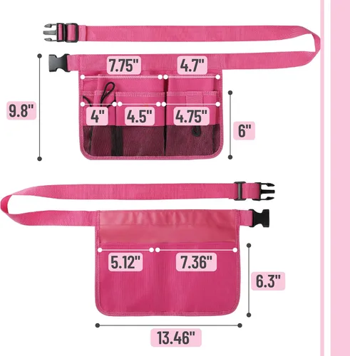Miniatura 4 de UNCO - Cinturón de jardinería ajustable, rosa, 7 bolsillos, resistente al desgaste, al corte y al agua, bolsa para cinturón de herramientas