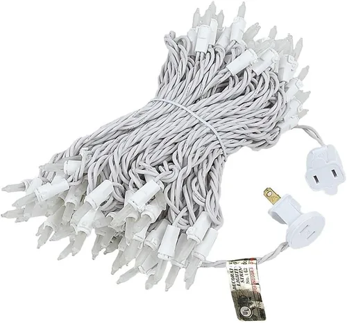 Miniatura 5 de Novelty Lights - Cadena de 100 mini luces incandescentes con bulbo, 50 pies, espaciadas cada 6 pulgadas, con cable blanco, con certificación UL
