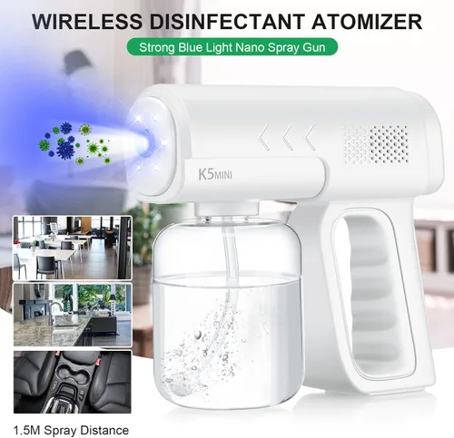 Miniatura 6 de Paquete de 2 pistolas pulverizadoras recargables de atomizador nano de mano, sin cable, desinfectante, vapor, gran capacidad, pulverizador