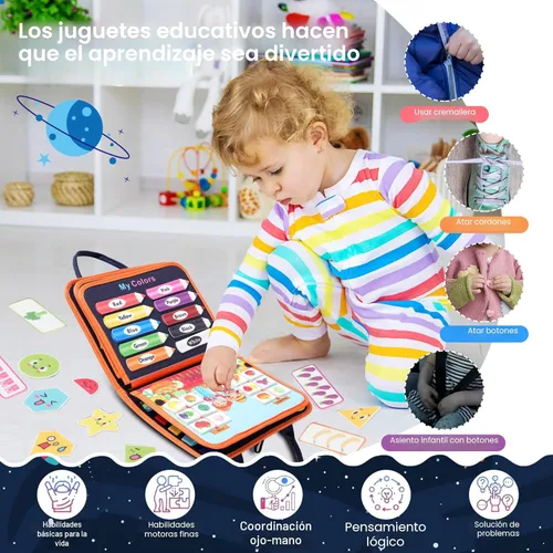 Miniatura 5 de Tabla Ocupada de Juego Montessori para Niños Pequeños: Juguetes Montessori para Niños Pequeños de 1 a 3 Años Libro de Actividades Educativas Tabla