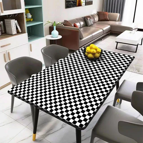 Miniatura 4 de Papel Adhesivo en Contacto Blanco y Negro en Mosaico a Cuadros, Papel Pintado Desmontable y Autoadhesivo en Lattice, Vinilo Impermeable en Rollo