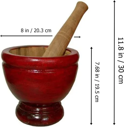 Miniatura 3 de SellerGiveOrBuy 8 pulgadas mortero tailandés maja molienda utensilios de cocina comida tailandesa ensalada de papaya herramienta de cocina