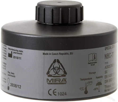 MIRA Safety - NBC-77 SOF - Filtro único de máscara de gas de 40 mm - Filtros especiales combinados de respirador CBRN - Tamaño estándar OTAN (40 mm