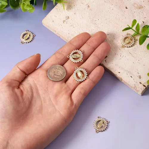 Miniatura 7 de Elecrelive - 5 dijes de rosario con diamantes de imitación, centro de eslabones milagrosos, medalla milagrosa, colgante vintage de Pascua, colgantes