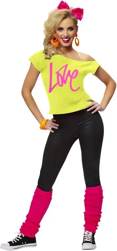 Miniatura 6 de Traje de los años 90 y 80 para mujer, camiseta de discoteca de fiesta temática de los años 80, tops con hombros descubiertos, parte superior vintage