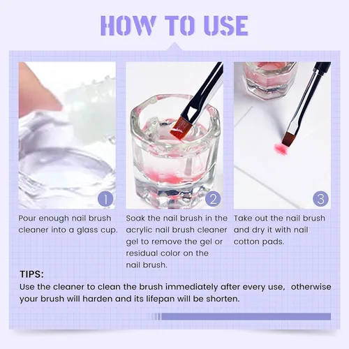 Miniatura 6 de Limpiador de cepillos de uñas y solución revitalizante – Limpiador de acción rápida para cepillos acrílicos, aerógrafos, cepillo de uñas de gel
