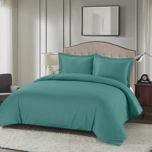 Miniatura 8 de Royal Hotel Bedding Funda de edredón suave y sedosa, viscosa hecha de mezcla de bambú y algodón, juego de funda de edredón de 3 piezas, Azul