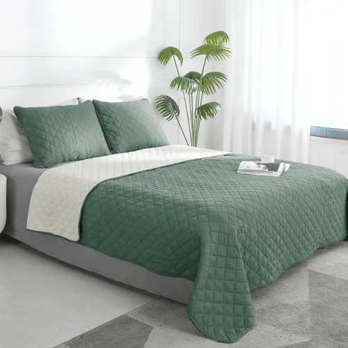 Miniatura 21 de Easy-Going - Juego de colcha reversible tamaño king con 1 colcha y 2 fundas de almohada, colcha de cama suave, edredón de microfibra liviano Gris