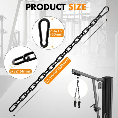 Miniatura 5 de Cadena de extensión de 23.6 pulgadas para equipo de ejercicio, extensión de cadena de fitness para máquina de entrenamiento, accesorio de cadena